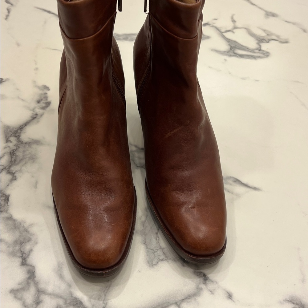 Chic Brown Leather Ankle Booties - Picture 6 of 9